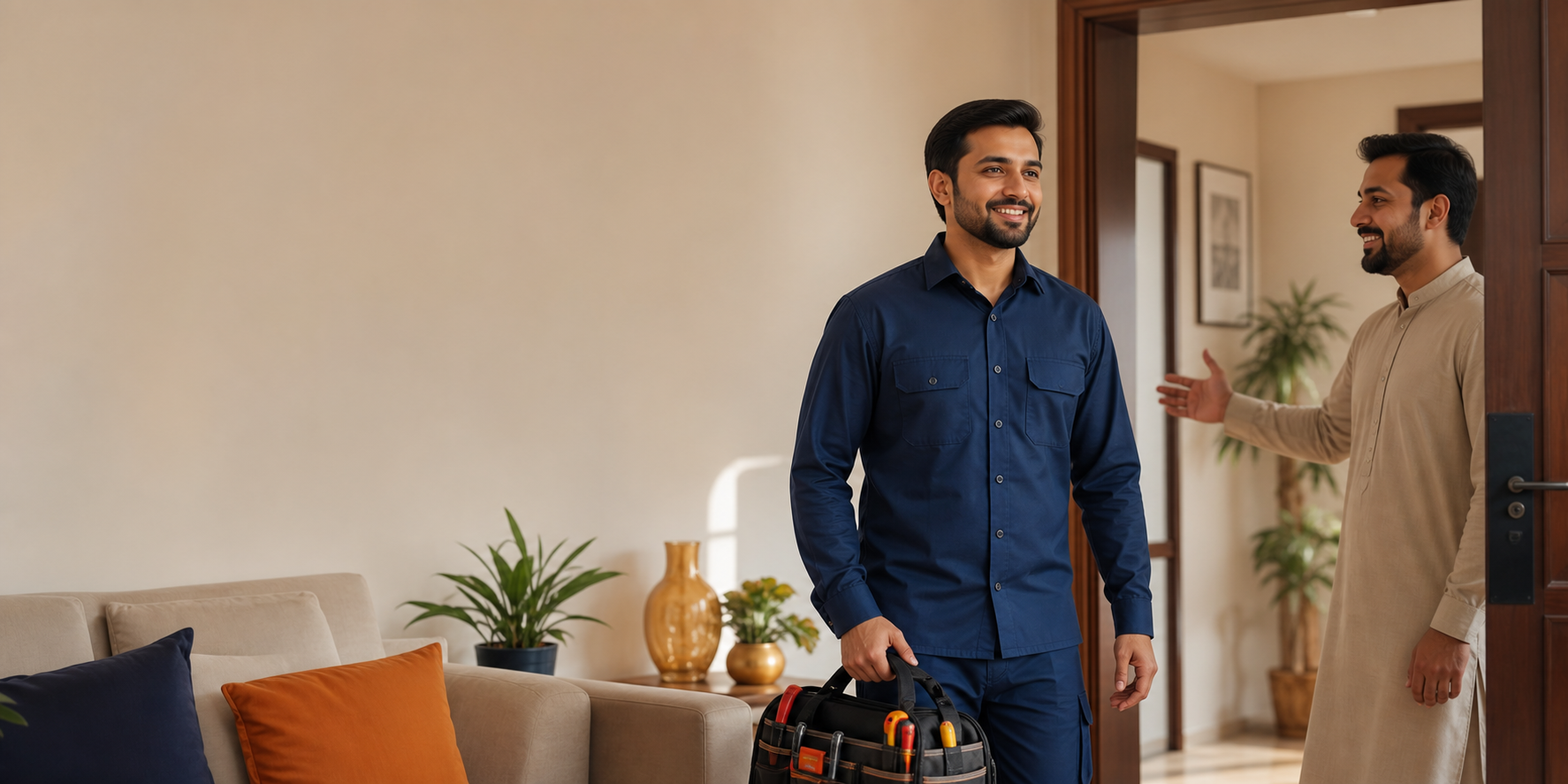A Karegar home service professional arriving at a customer home